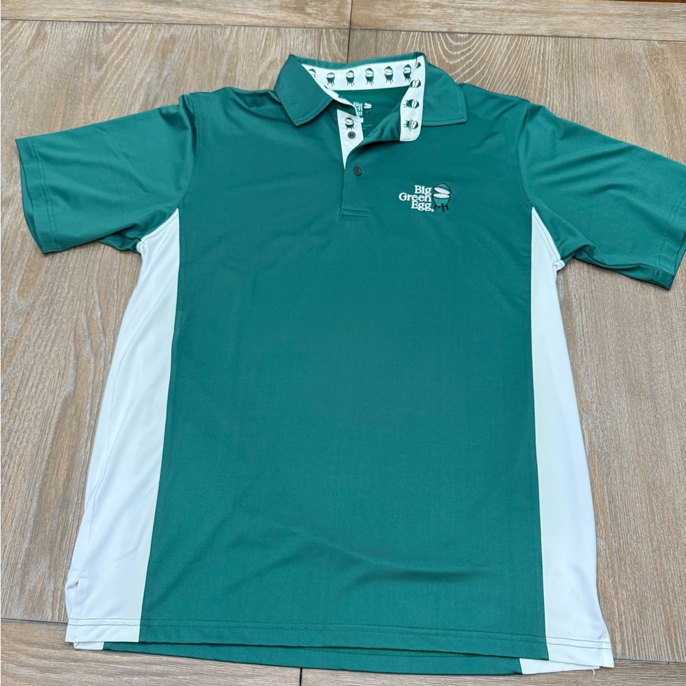 Big Green Egg BBQ Men’s Polo Shirt Size M Green & White Grilling Gear